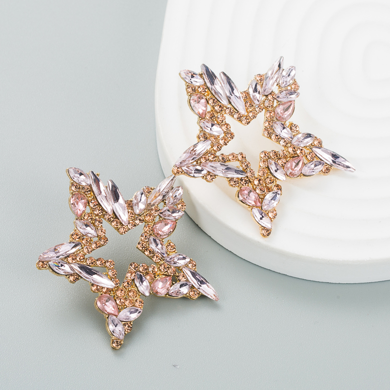 Fashion trend alloy diamond rhinestone colorful star earrings female