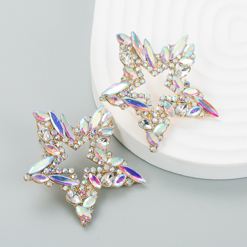 Fashion trend alloy diamond rhinestone colorful star earrings female