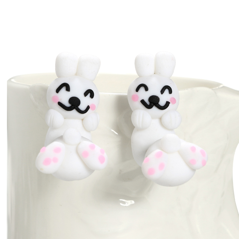 dessin anim doux poterie mignon lapin blanc invers queue ronde fendu boucles d39oreilles en trois dimensionspicture8