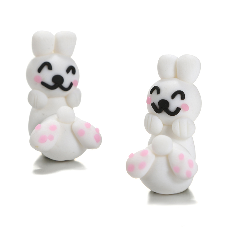 dessin anim doux poterie mignon lapin blanc invers queue ronde fendu boucles d39oreilles en trois dimensionspicture6