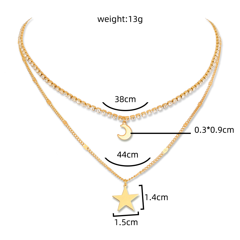 Simple new fashion jewelry star moon element pendant claw chain multilayer layered necklace 2picture4
