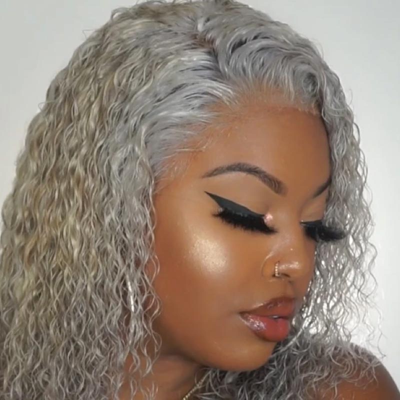 perruque femme grise partielle cheveux boucls courts perruques de fibres chimiquespicture1