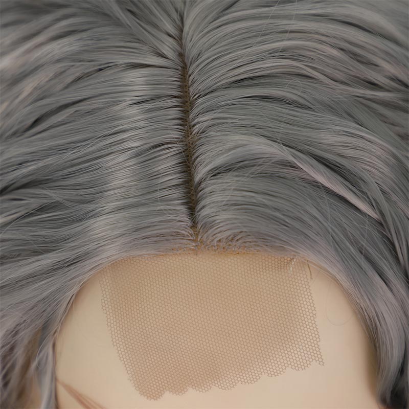 perruque femme grise partielle cheveux boucls courts perruques de fibres chimiquespicture4