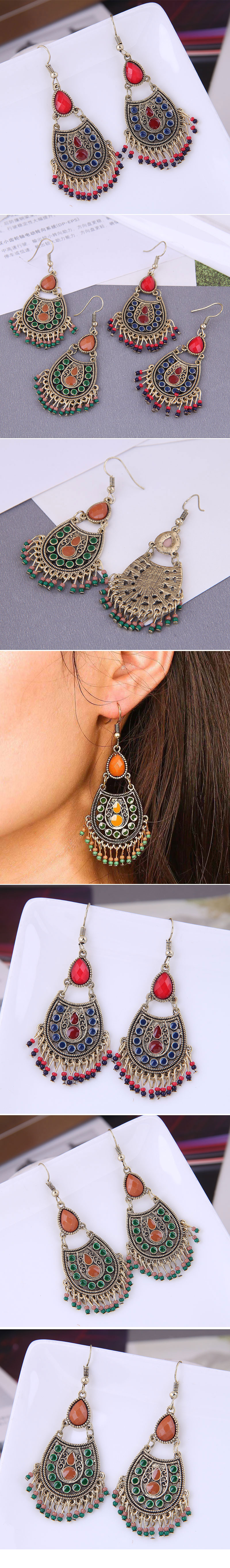 fashion style simple water drop tassel alloy drop oil earringspicture1