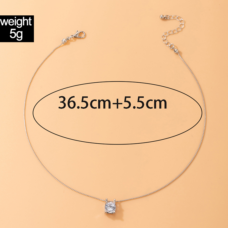 fashion simple geometric heart imitation zircon alloy clavicle chain