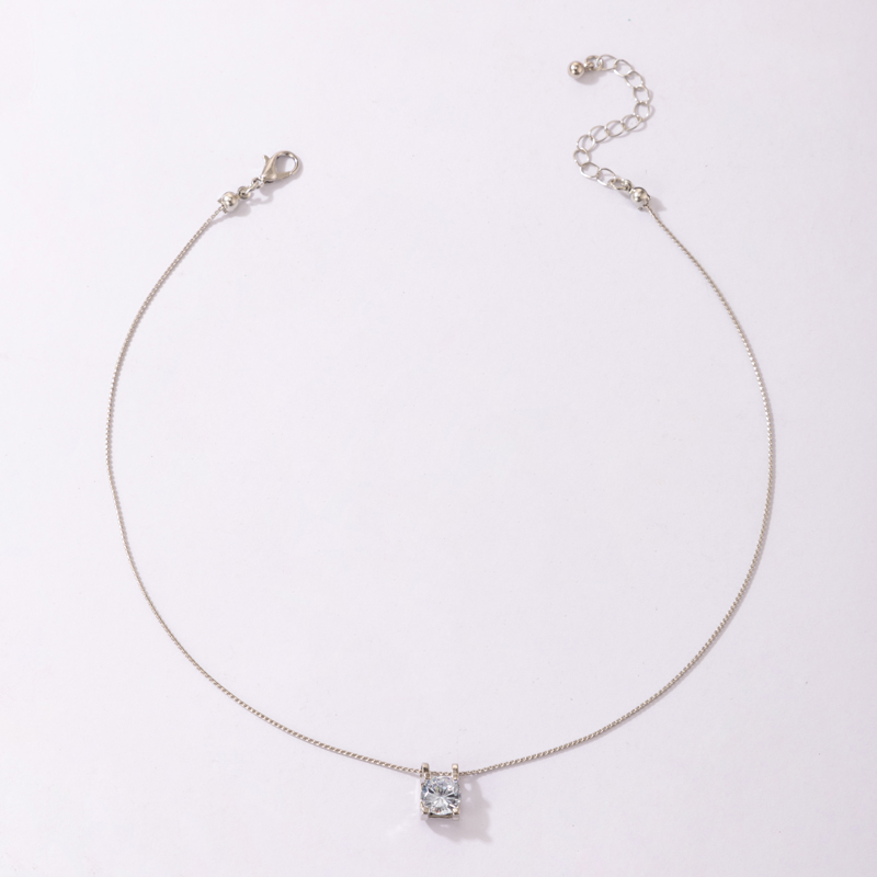 fashion simple geometric heart imitation zircon alloy clavicle chain