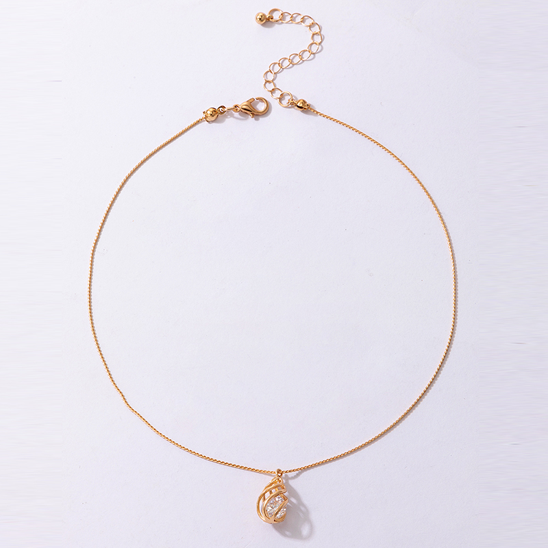 fashion simple geometric heart imitation zircon alloy clavicle chain