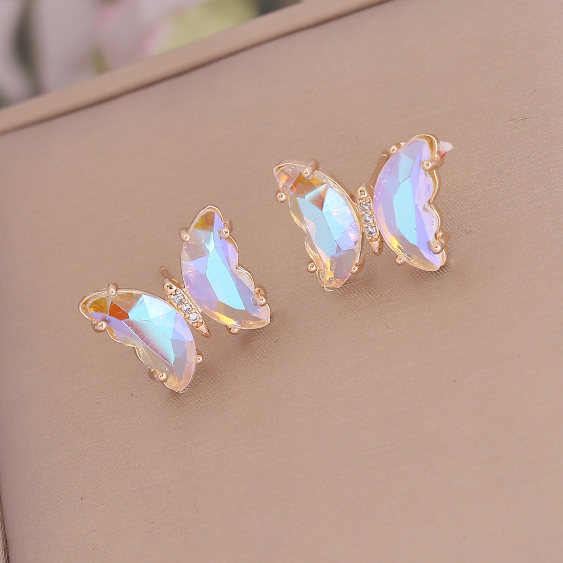 Fashion Multicolor Gradient Butterfly Alloy Diamond Stud Earrings