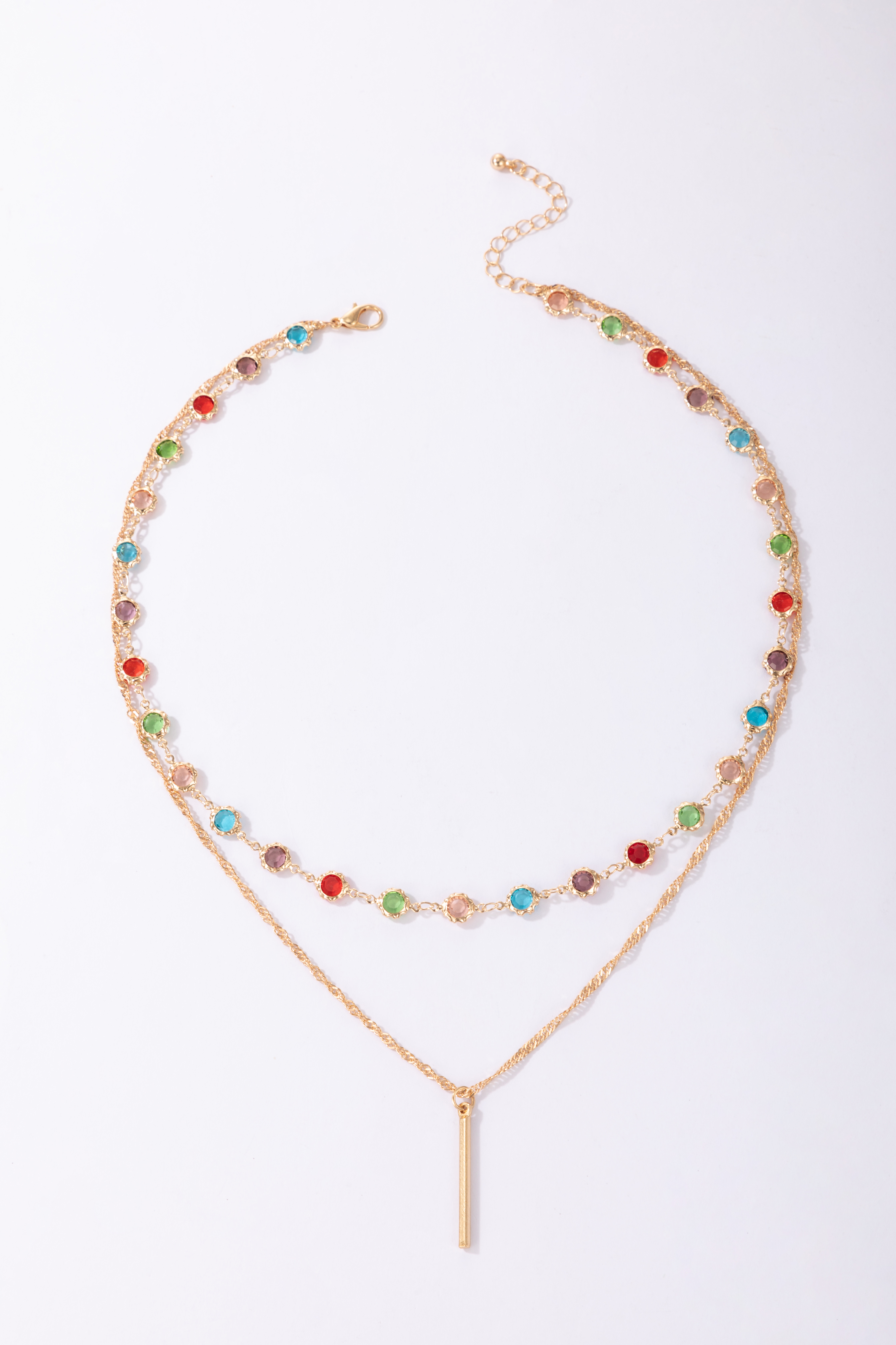 fashion disc color diamond multi-layer necklace