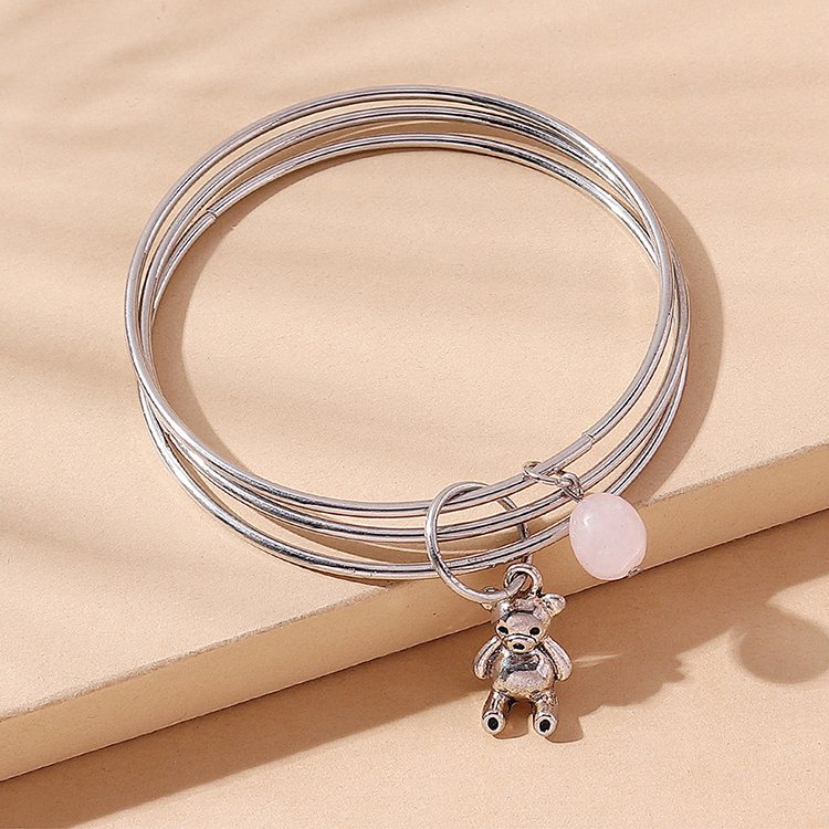 creative cute bear retro natural stone bracelet set