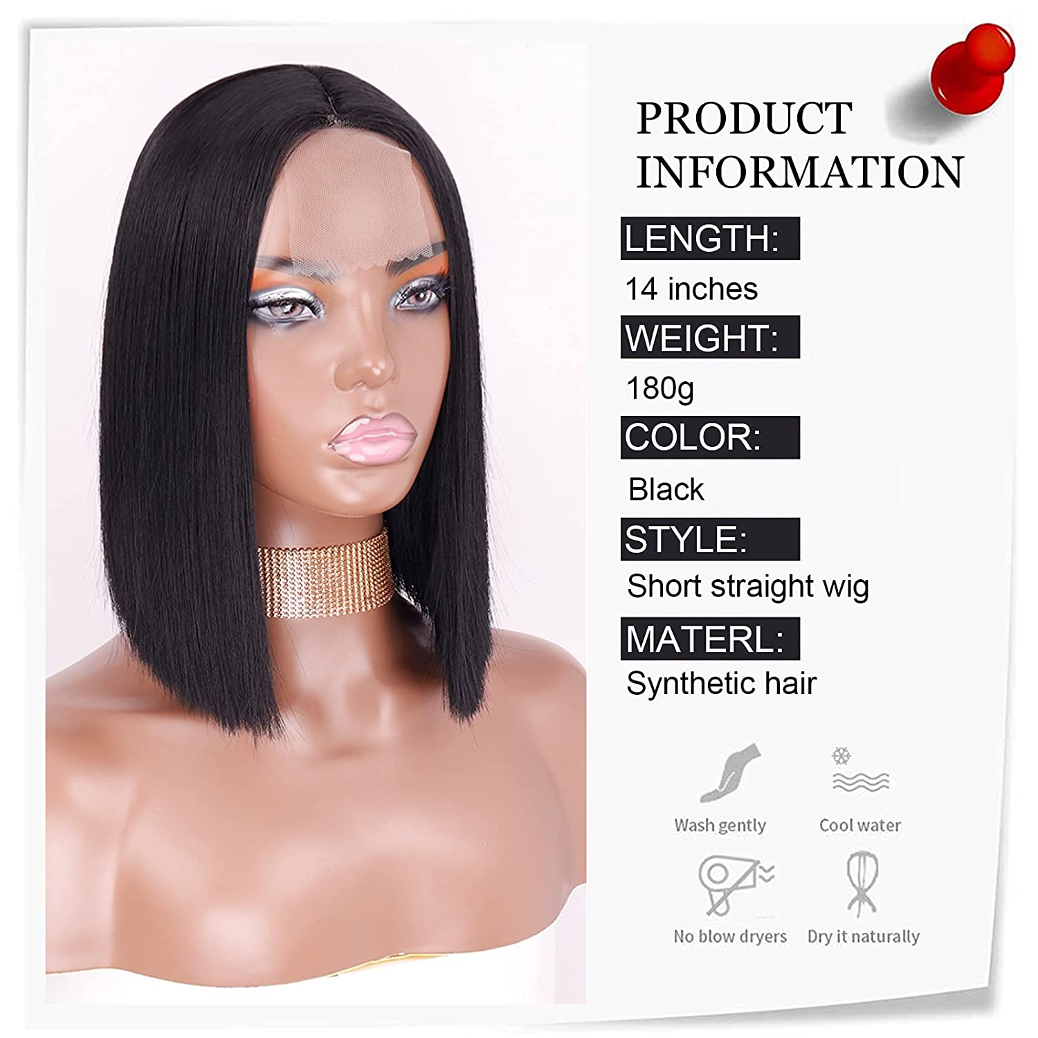 Percken der schwarzen Frauen chemische Faser glattes Haar Kopfbedeckungen Spitzeperckenpicture3