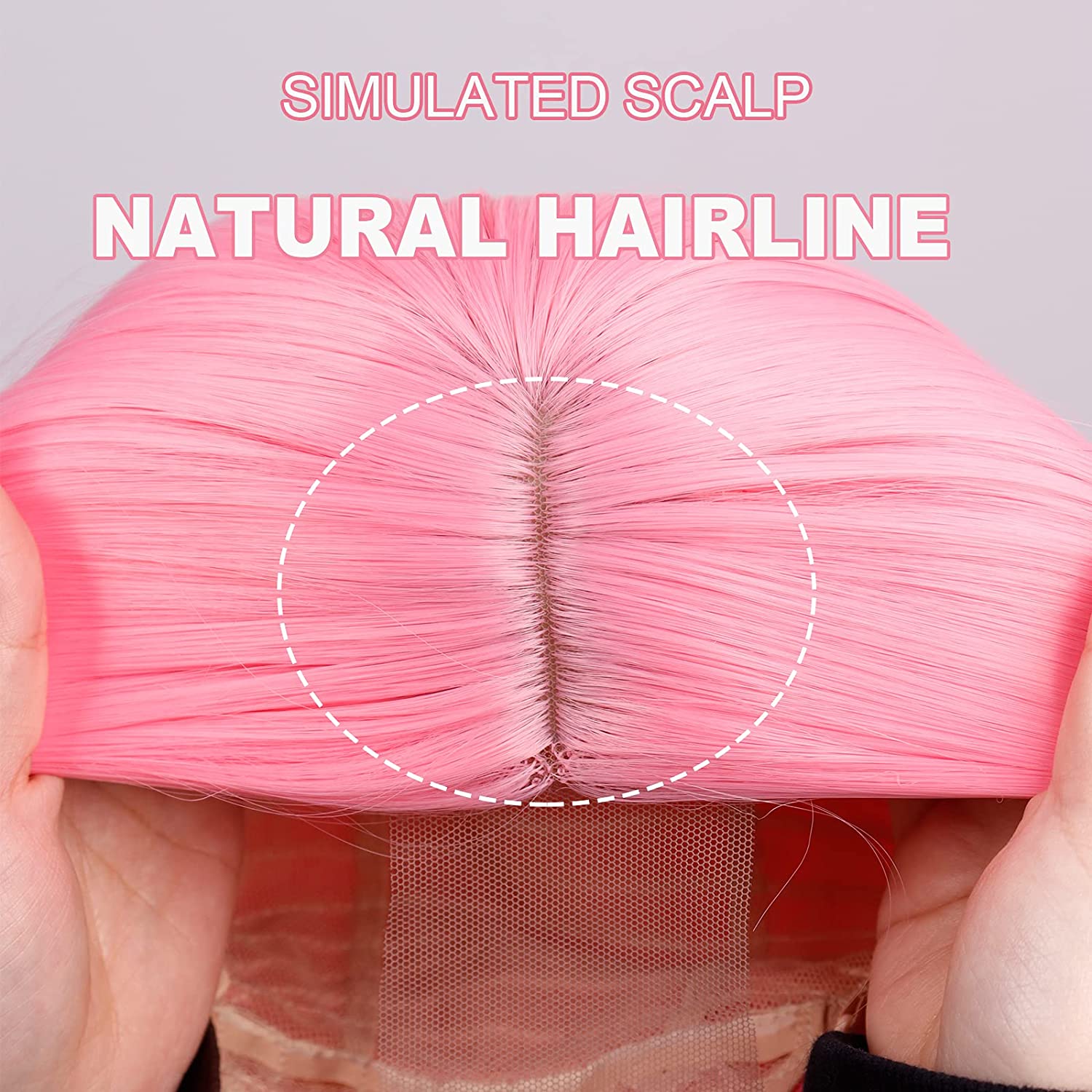 perruques pour femmes roses fibre chimique perruques longues et droitespicture5