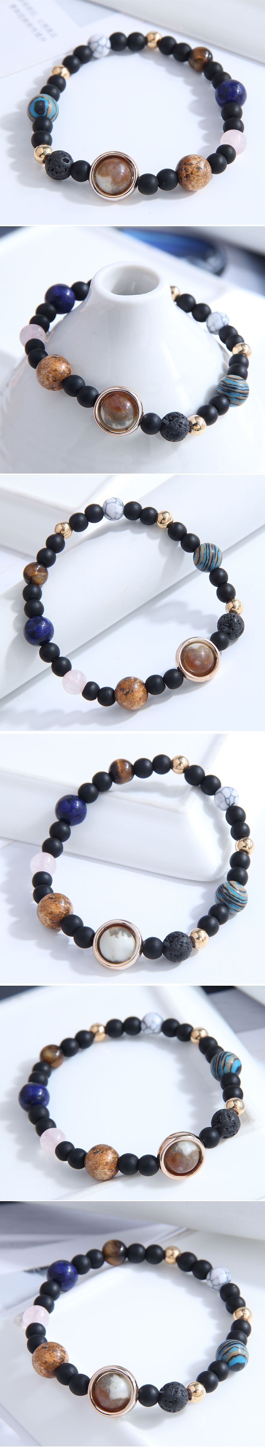 fashion simple volcanic stone beaded hit color bracelet