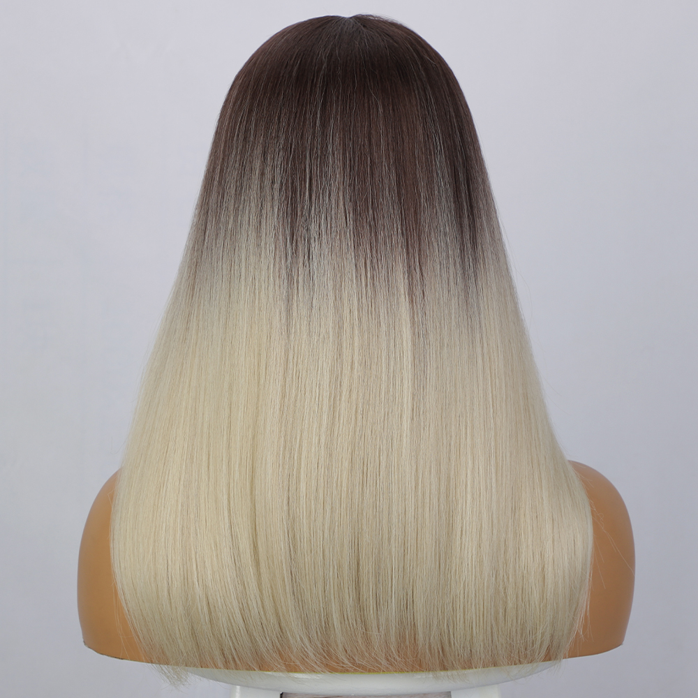 Damenpercken Spitze in der Verlaufsfarbe lange glatte Haarpercken ChemiefaserKopfbedeckungenpicture1