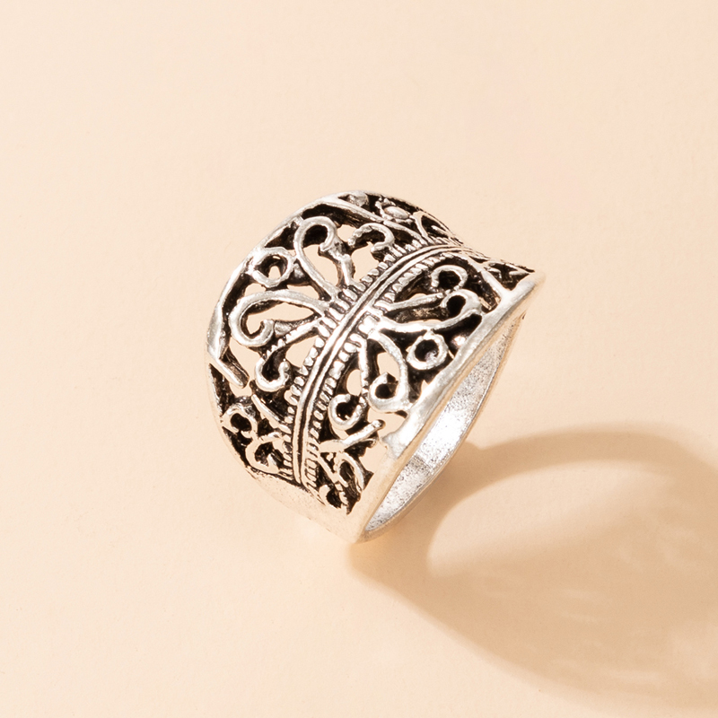 simple retro style hollow butterfly sunflower sun flower alloy ring