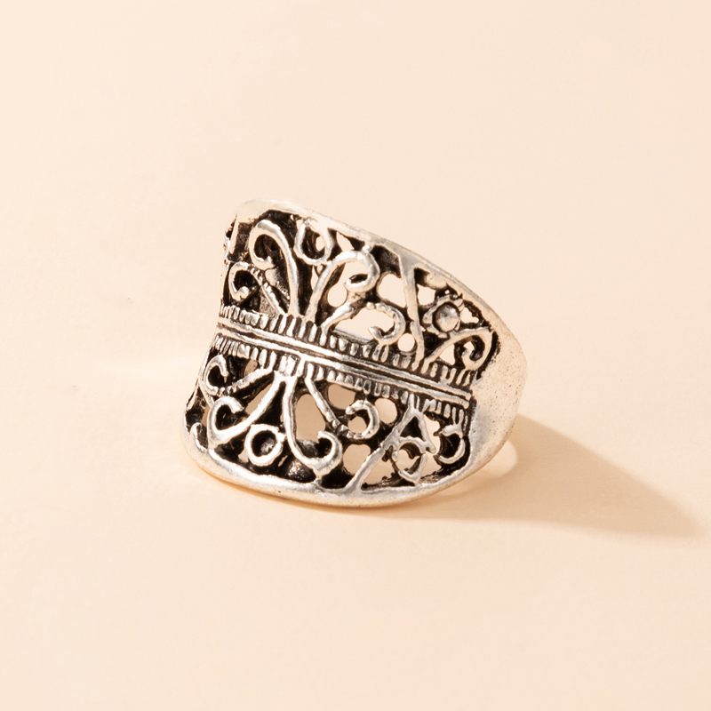 simple retro style hollow butterfly sunflower sun flower alloy ring