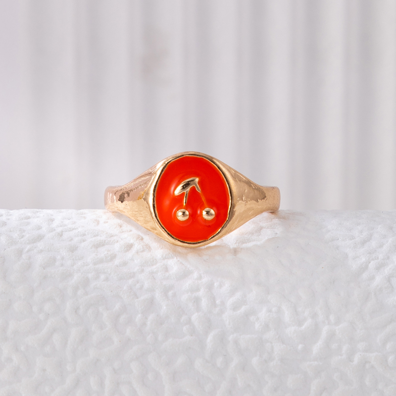 fashion color dripping oil watermelon cherry cloud alloy ring