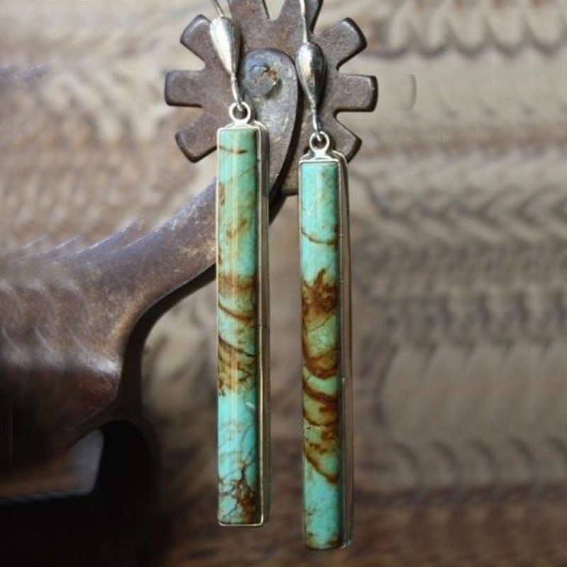 creative retro turquoise long pendant earrings