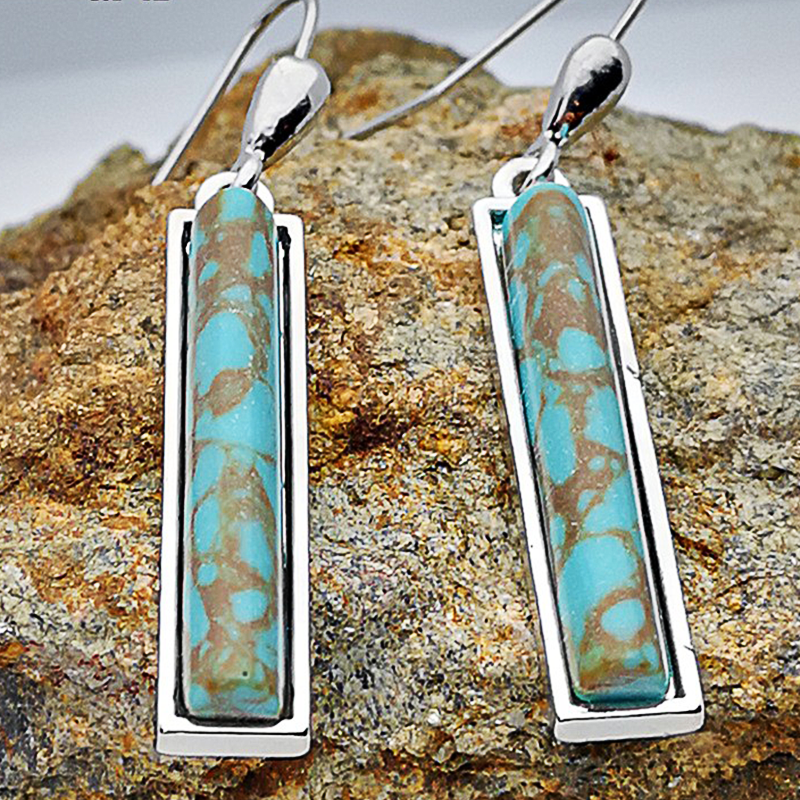 creative retro turquoise long pendant earrings