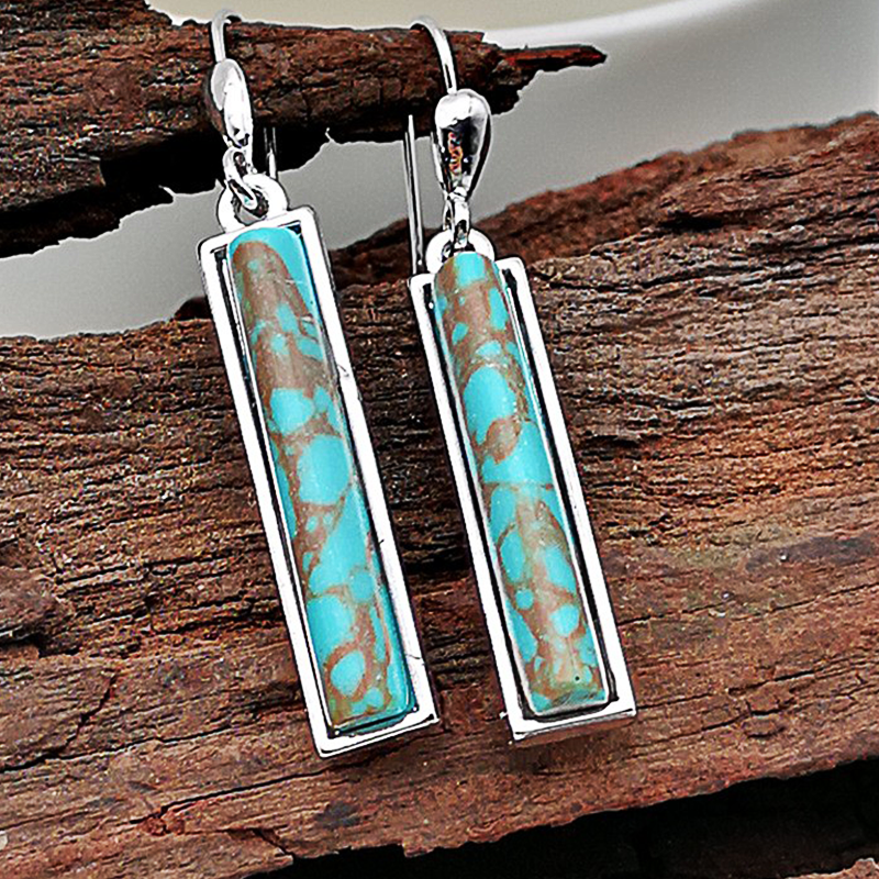 creative retro turquoise long pendant earrings