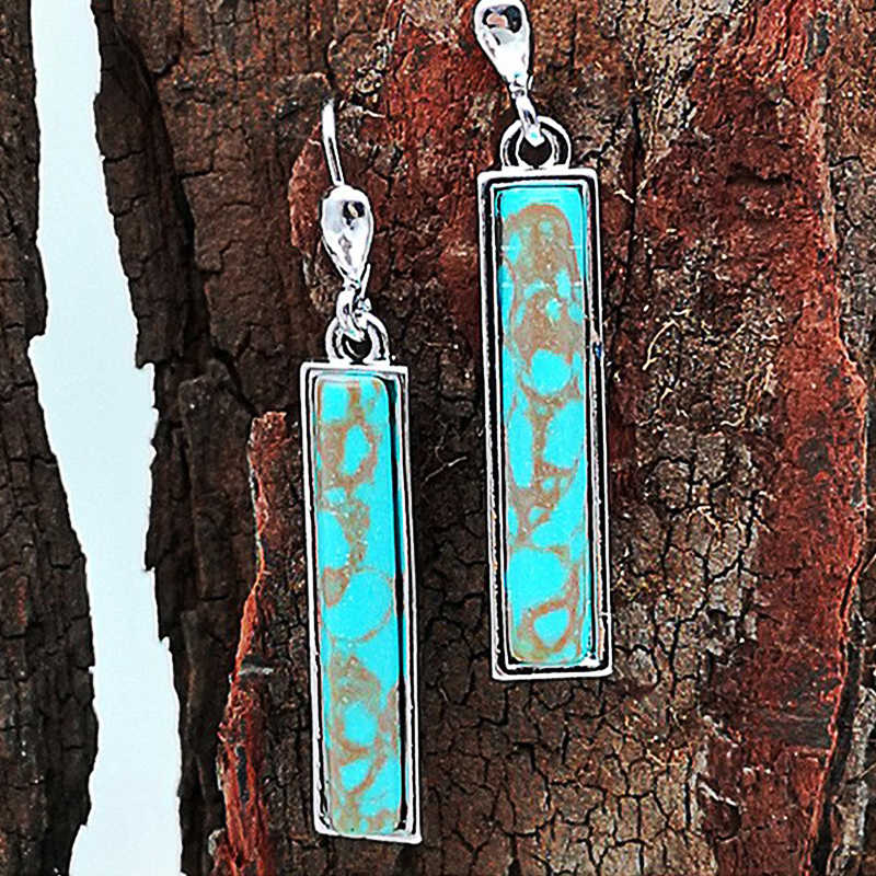 creative retro turquoise long pendant earrings