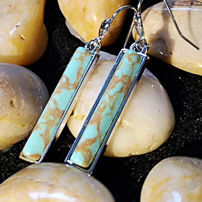 creative retro turquoise long pendant earrings