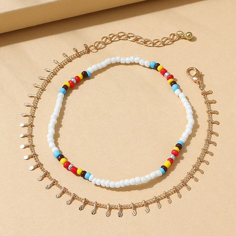 Ensemble de bracelets de cheville en alliage de perles de mode de style corenpicture1