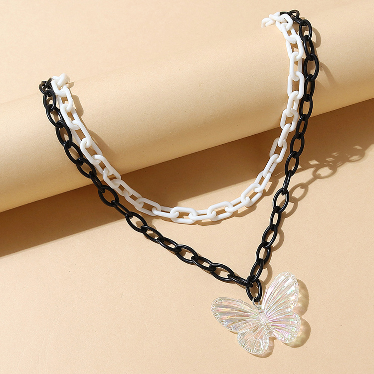 Korean Style Fashion Resin Butterfly Geometric Necklace Set