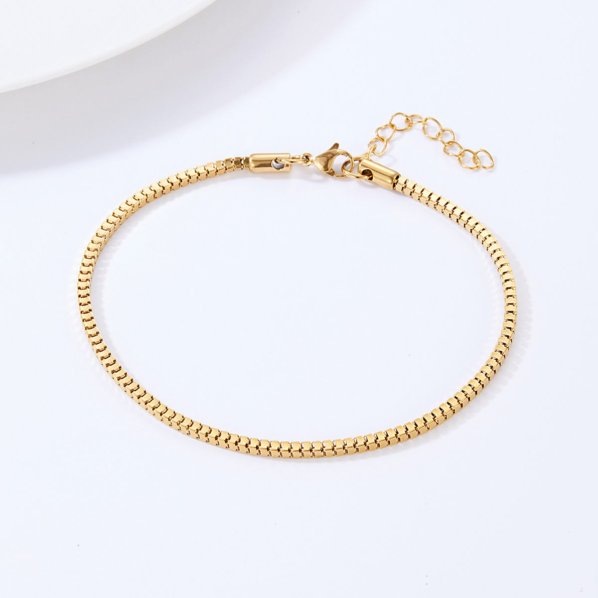 fashion stainless steel material electroplating 18K gold box chain anklet