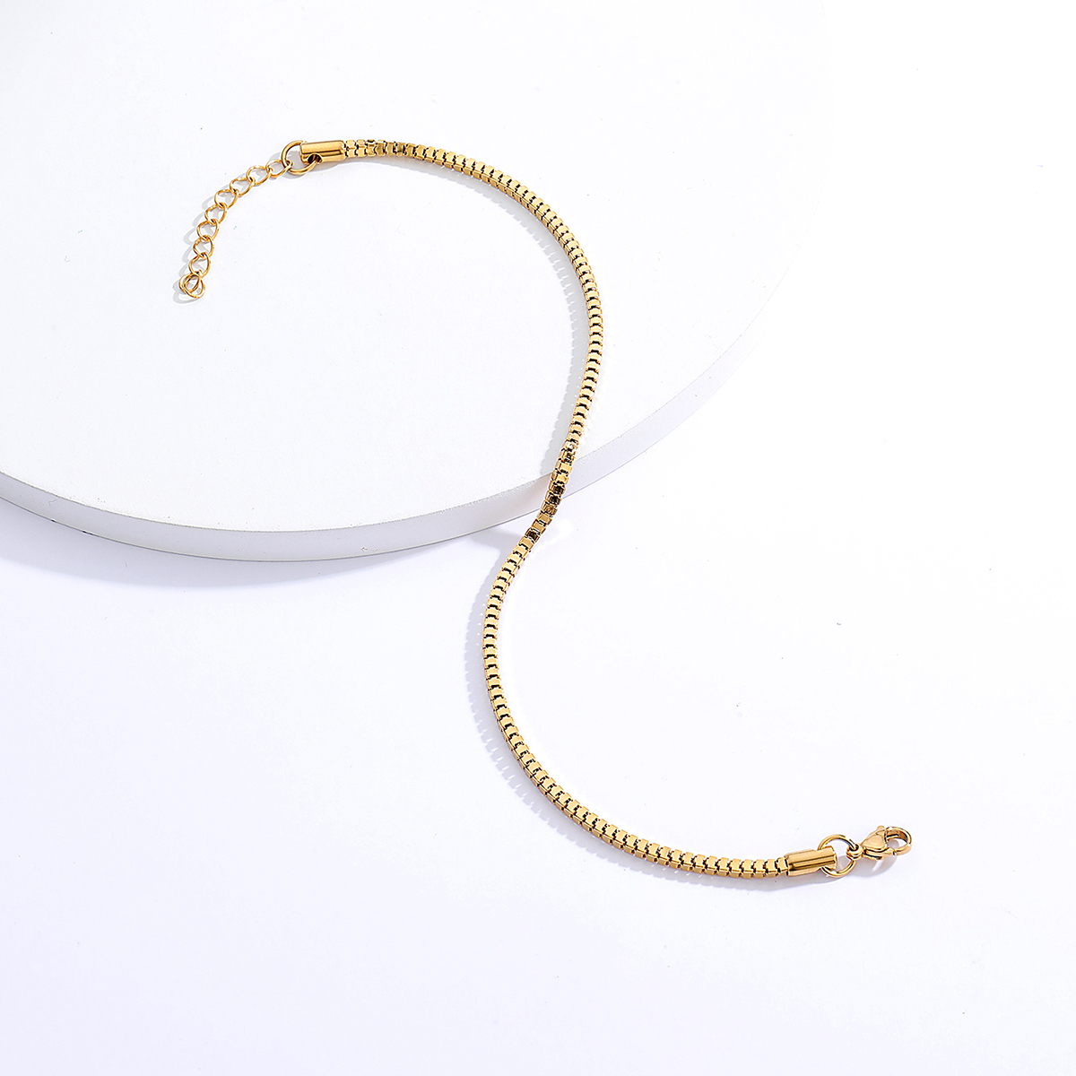 fashion stainless steel material electroplating 18K gold box chain anklet