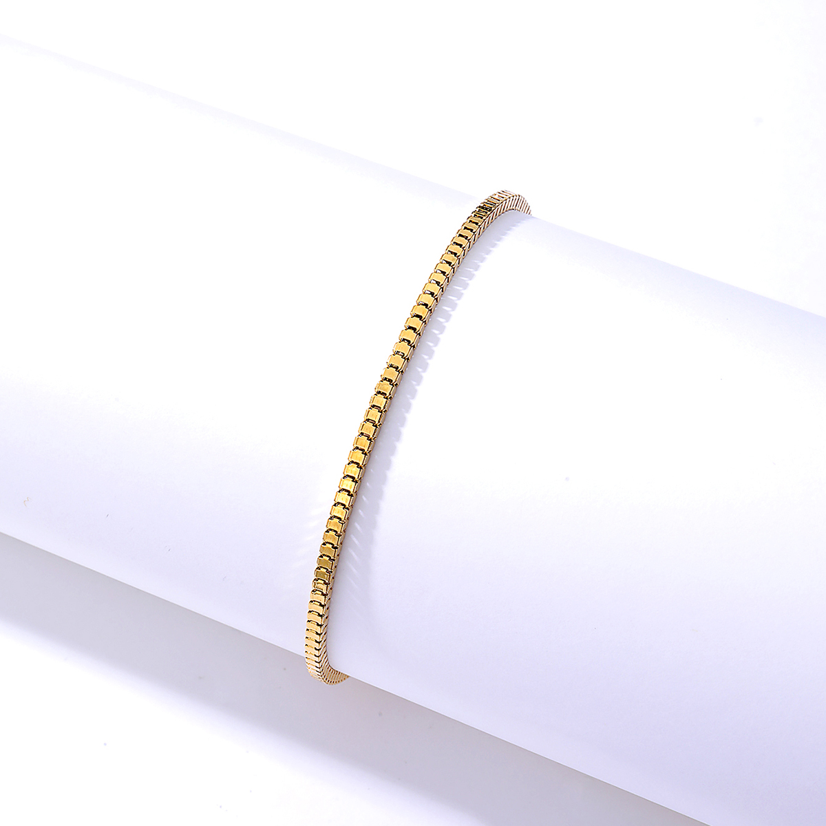 fashion stainless steel material electroplating 18K gold box chain anklet