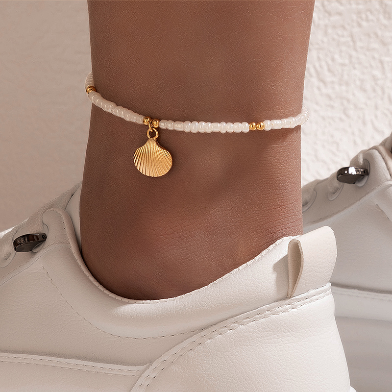 new jewelry Bohemian color beads shell alloy anklet