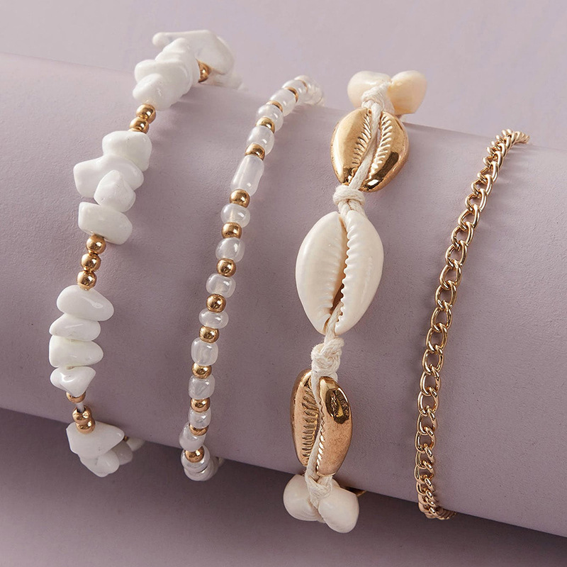 new jewelry Bohemian color beads shell alloy anklet