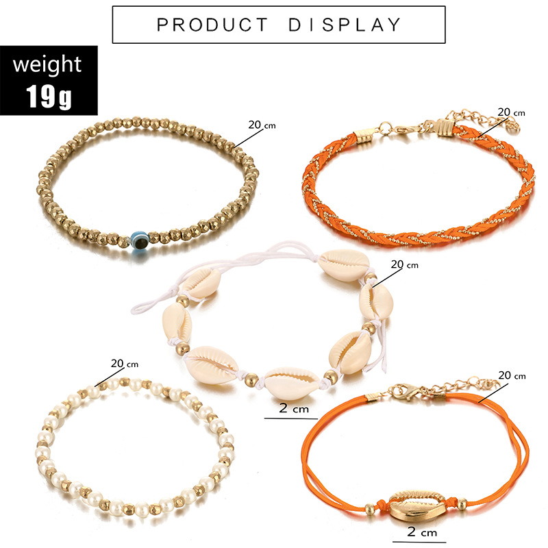 new jewelry Bohemian color beads shell alloy anklet