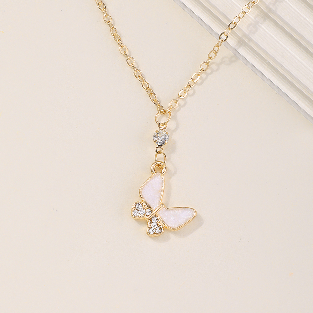 Simple elegant butterfly diamond geometric alloy necklacepicture5