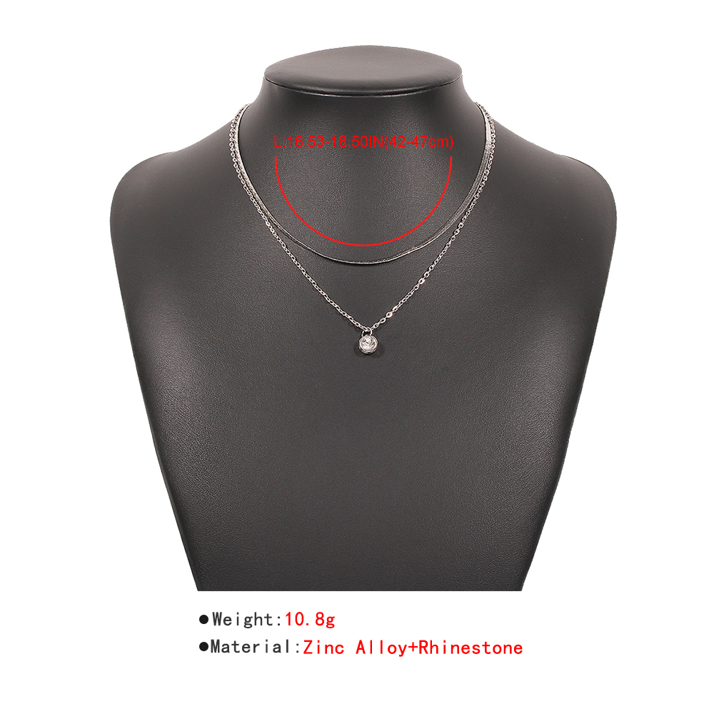 simple diamond double layered alloy necklacepicture1