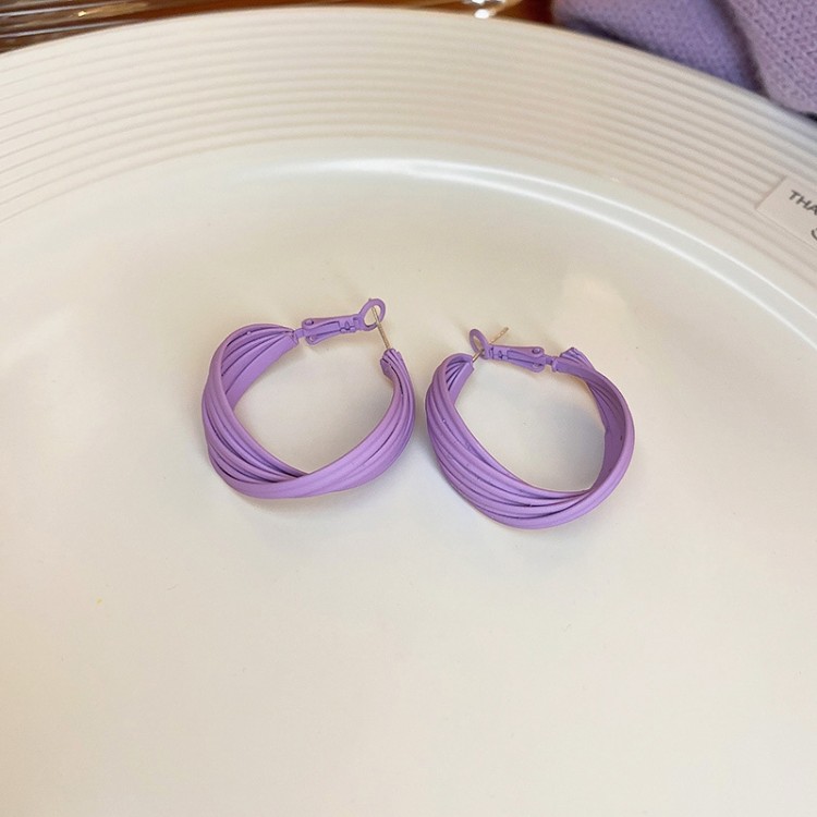simple periwinkle blue earrings Korean fashion alloy hoop earringspicture5