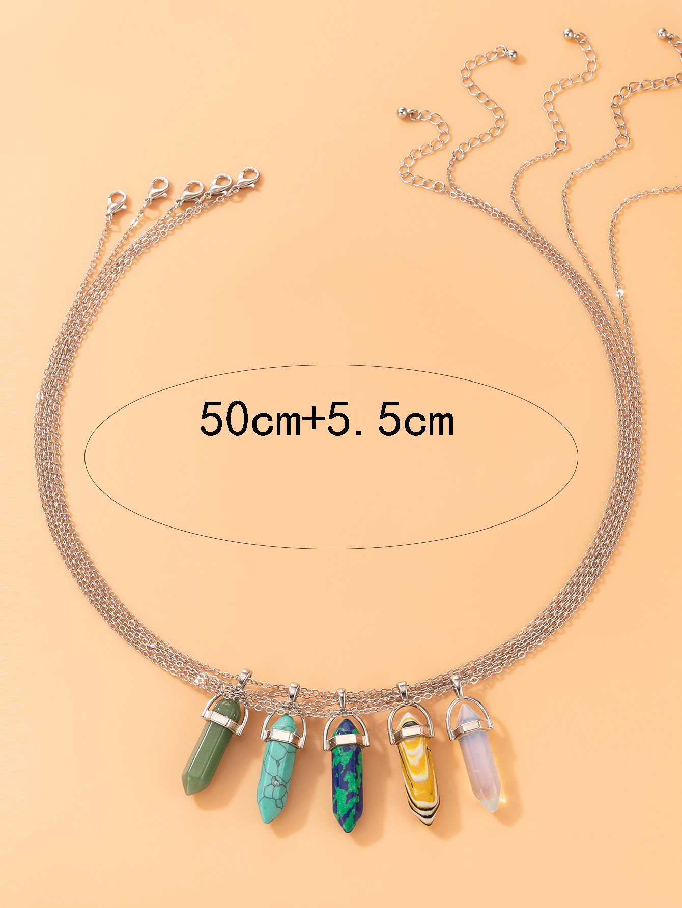 new multicolor single layer hexagonal column pendant alloy sweater chain