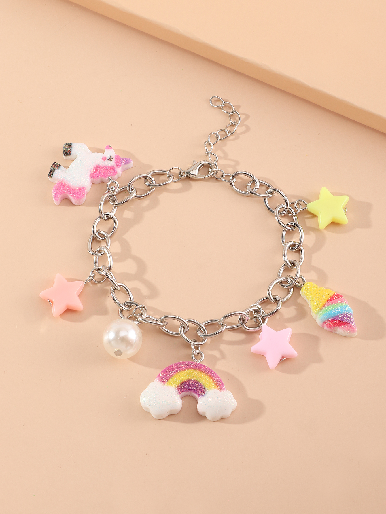 childrenu0027s unicorn rainbow geometric pendent bracelet