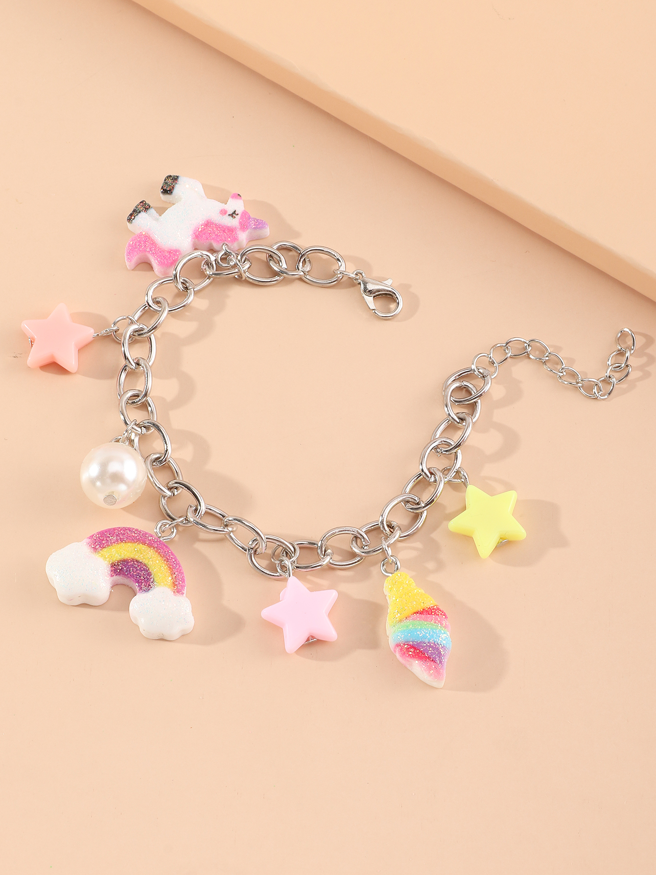 childrenu0027s unicorn rainbow geometric pendent bracelet