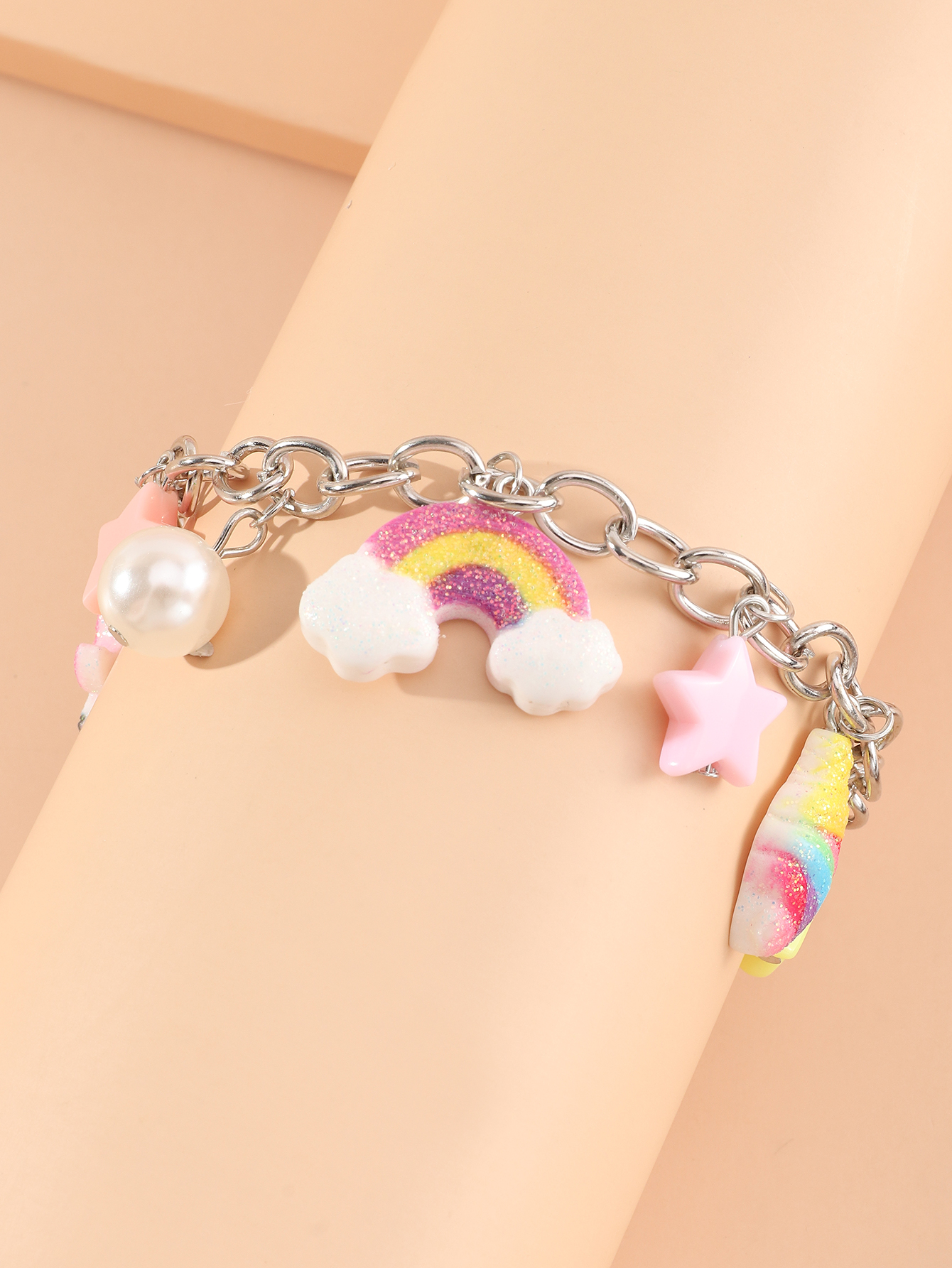 childrenu0027s unicorn rainbow geometric pendent bracelet