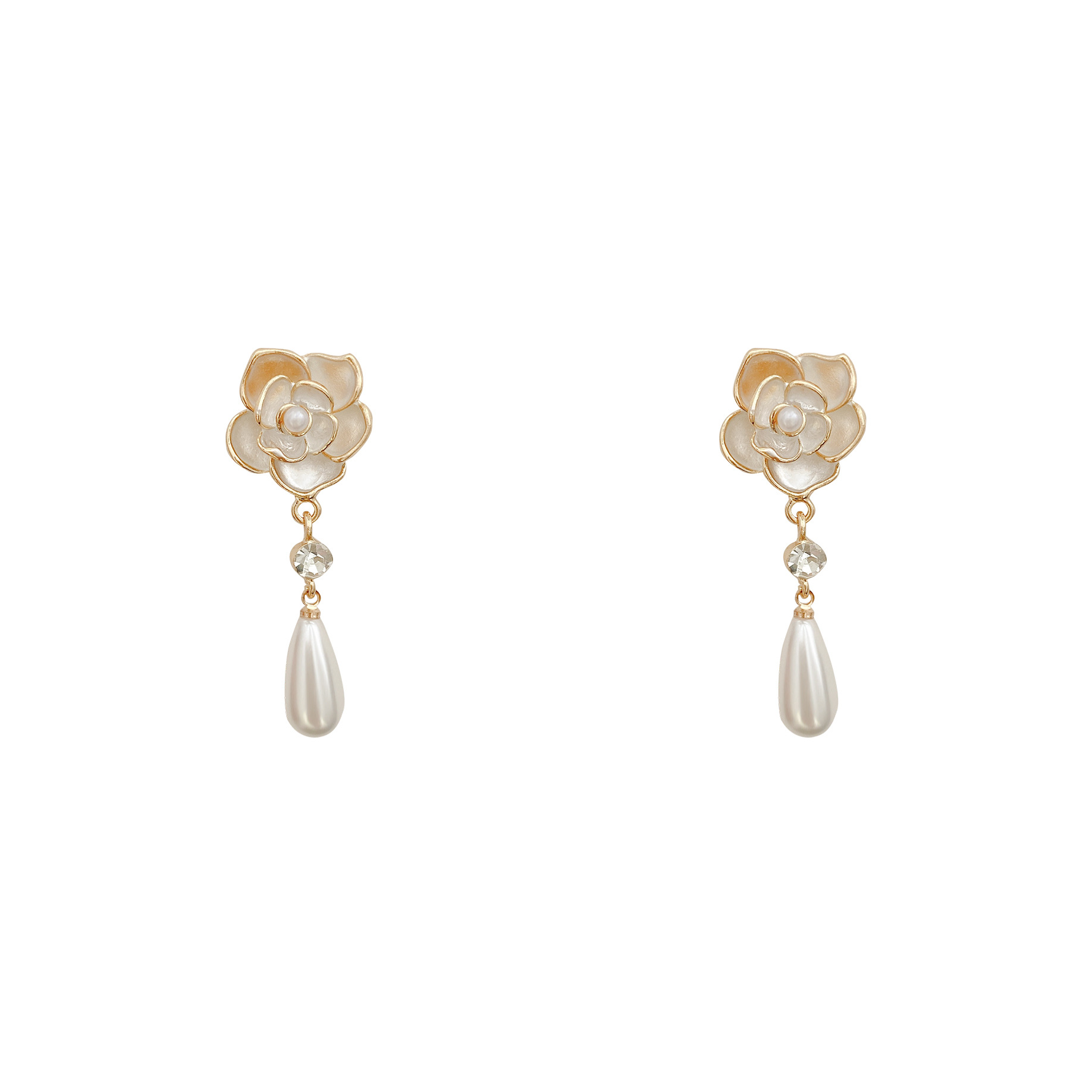Fashion camellia fashion retro pearl flower alloy earrings femalepicture5