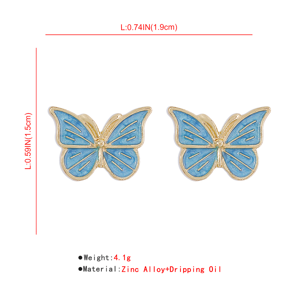 fashion simple drop oil butterfly alloy stud earringspicture16