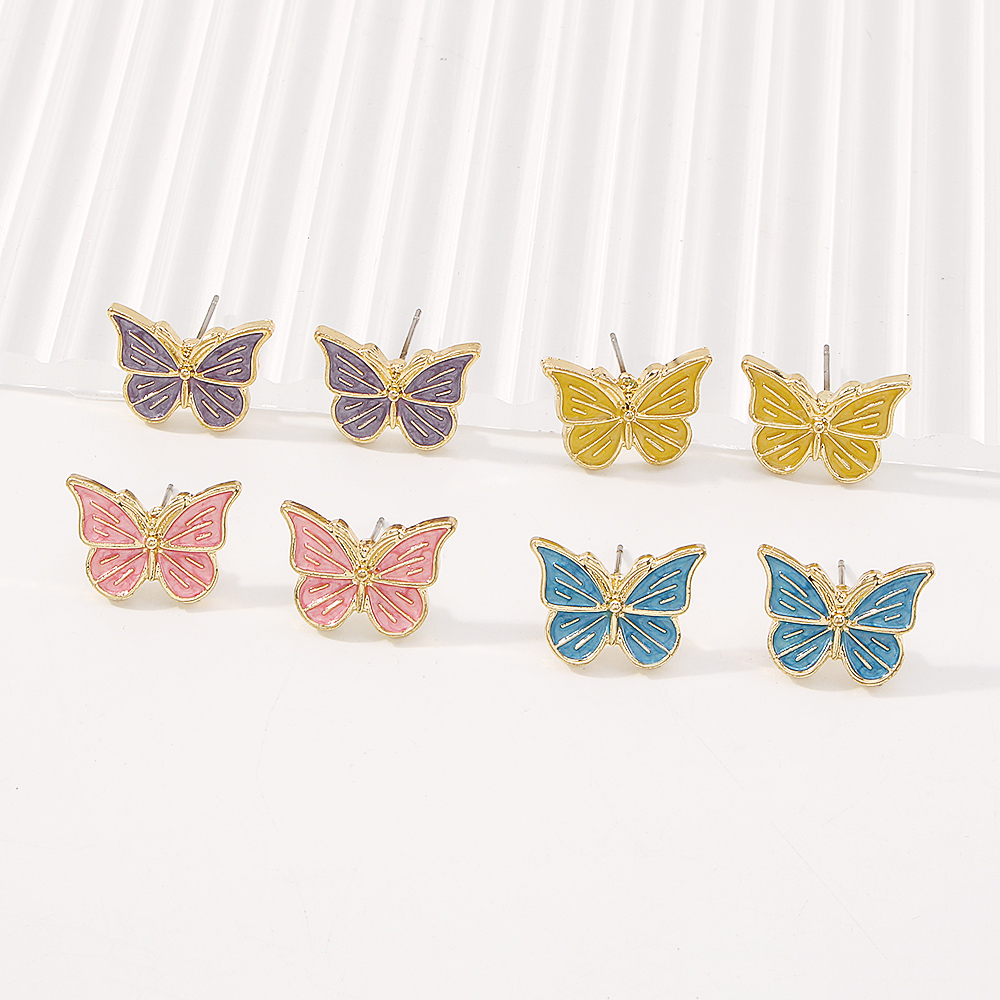 fashion simple drop oil butterfly alloy stud earringspicture13