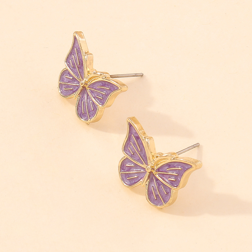 fashion simple drop oil butterfly alloy stud earringspicture12