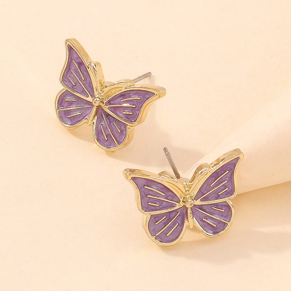 fashion simple drop oil butterfly alloy stud earringspicture11