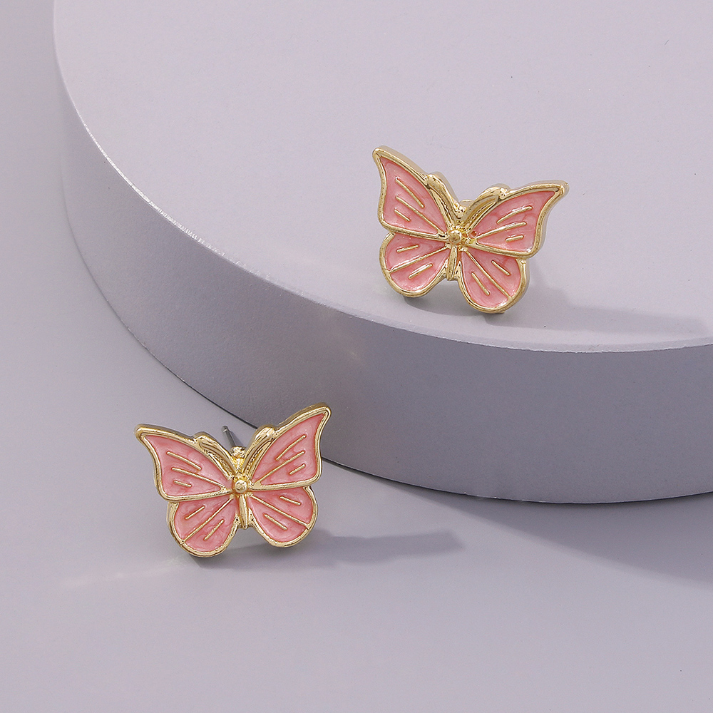 fashion simple drop oil butterfly alloy stud earringspicture1