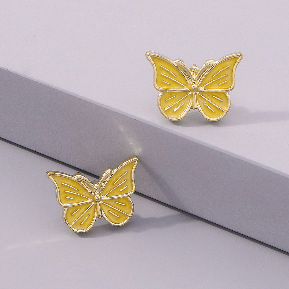 fashion simple drop oil butterfly alloy stud earringspicture9