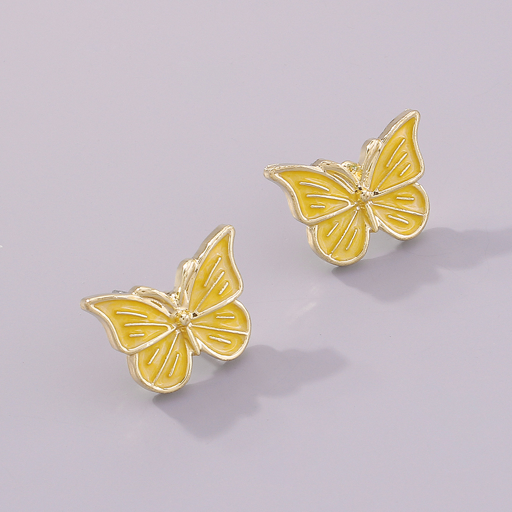 fashion simple drop oil butterfly alloy stud earringspicture8