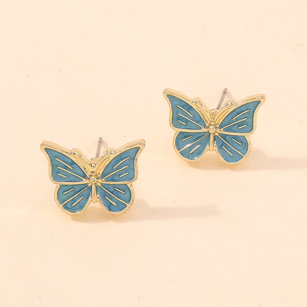 fashion simple drop oil butterfly alloy stud earringspicture7